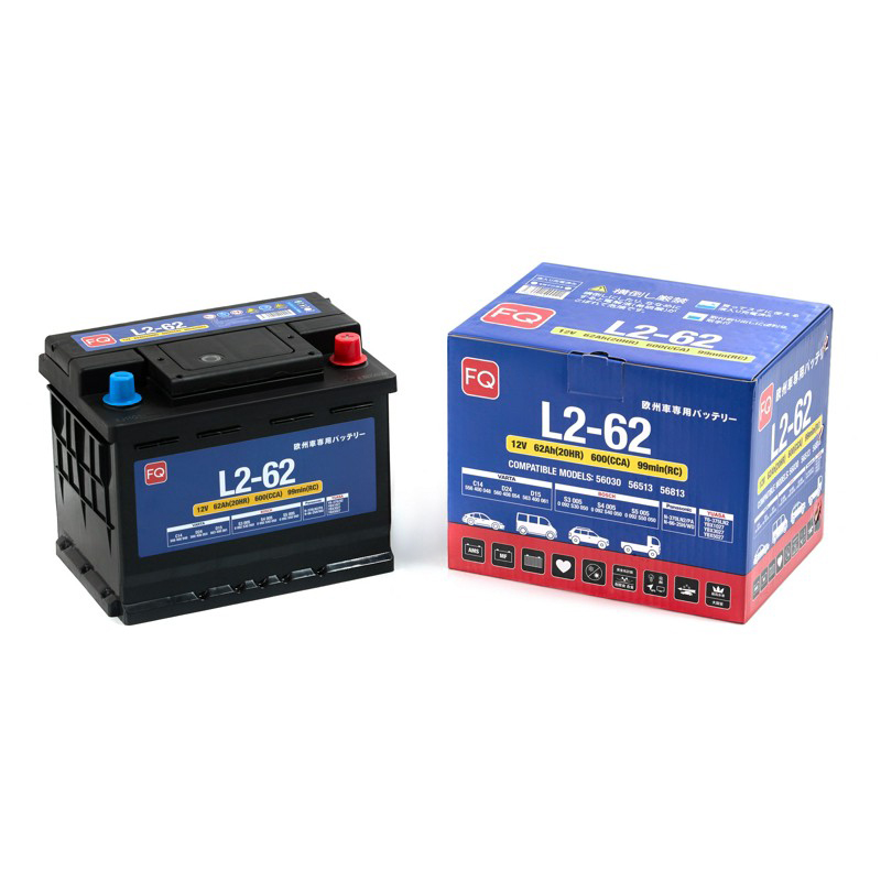 Батарея аккумуляторная FQ L262 62А/ч 600А 12В обратная полярн. стандартные (Европа) клеммы